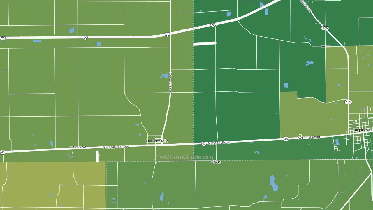 Maple Valley, IN Map of Vehicle Theft Rates