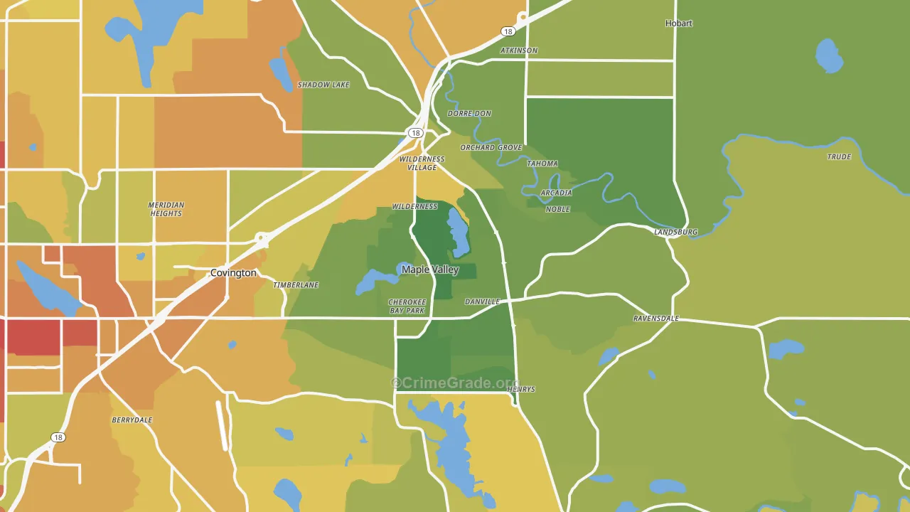 Maple Valley, WA Map of Vehicle Theft Rates