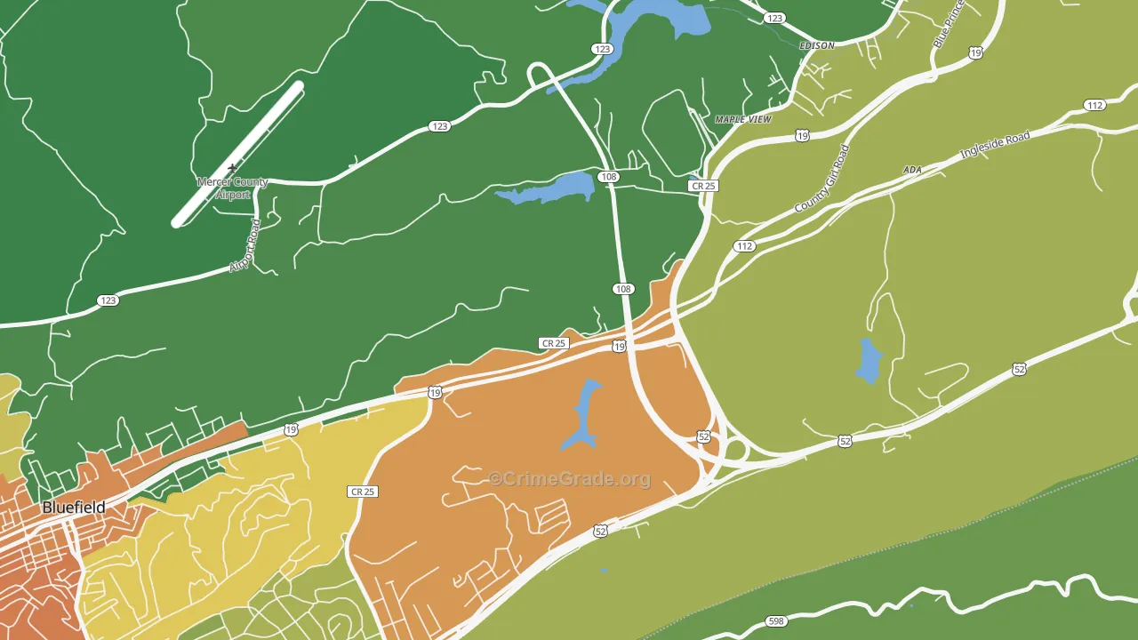 Maple View, WV Map of Vehicle Theft Rates
