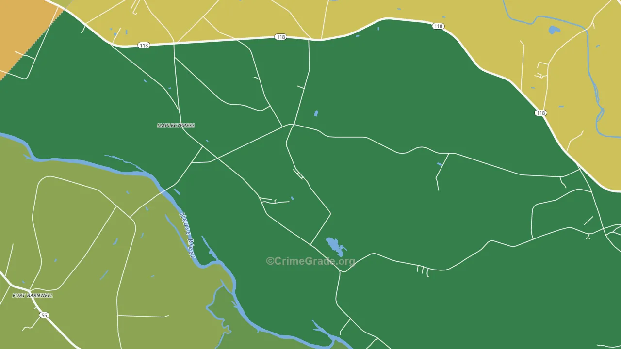 Maplecypress, NC Map of Vehicle Theft Rates