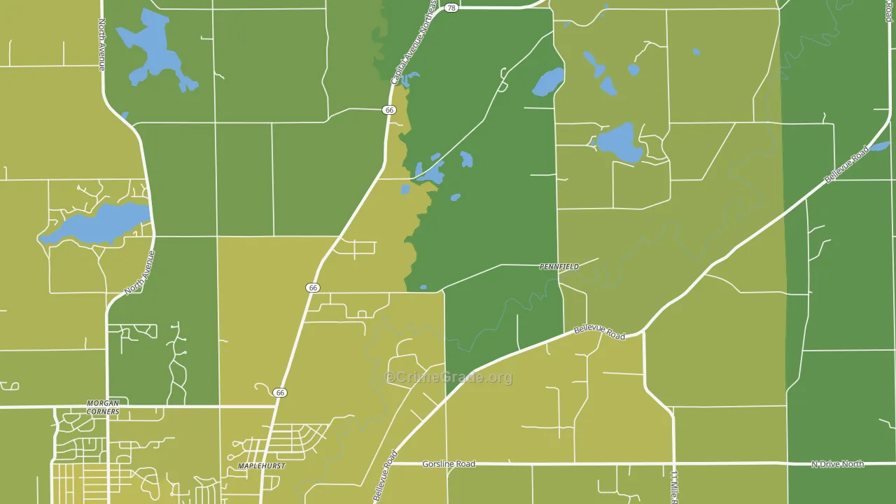 Maplehurst, MI Map of Vehicle Theft Rates