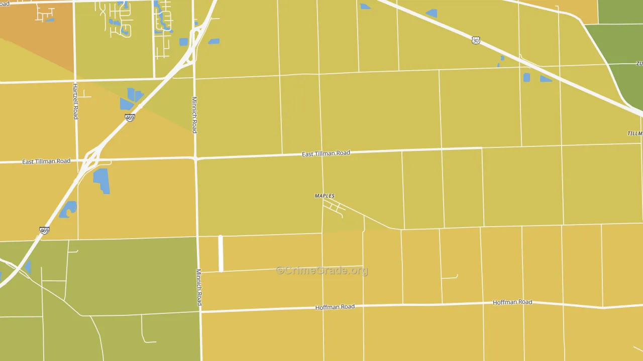 Maples, IN Map of Vehicle Theft Rates