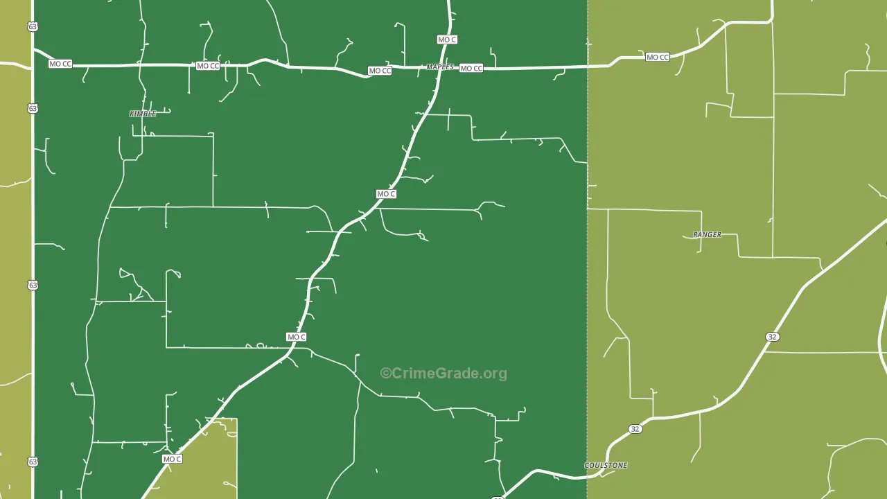 Maples, MO Map of Vehicle Theft Rates