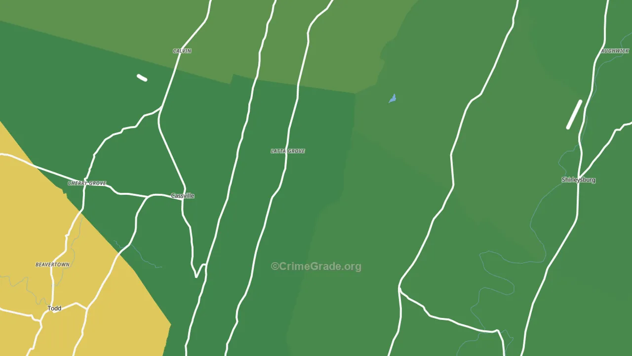 Mapleton Depot, PA Map of Vehicle Theft Rates