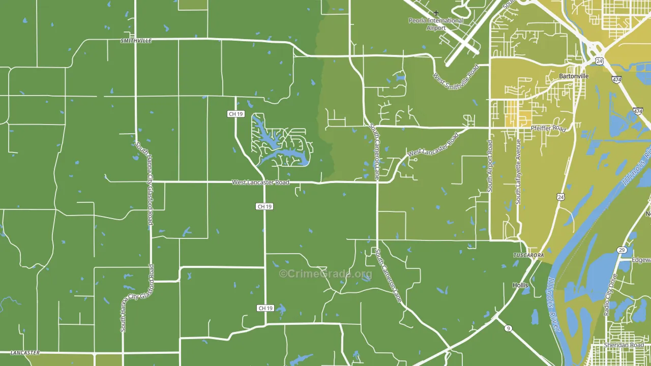 Mapleton, IL Map of Vehicle Theft Rates