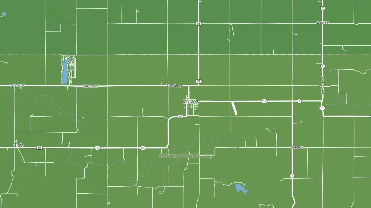 Mapleton, KS Map of Vehicle Theft Rates