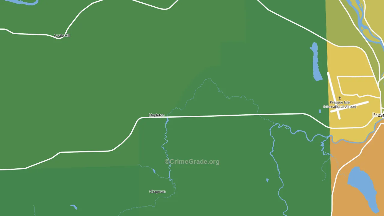 Mapleton, ME Map of Vehicle Theft Rates