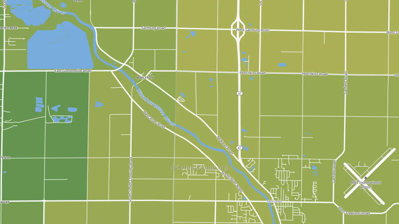 Mapleton, MI Map of Vehicle Theft Rates