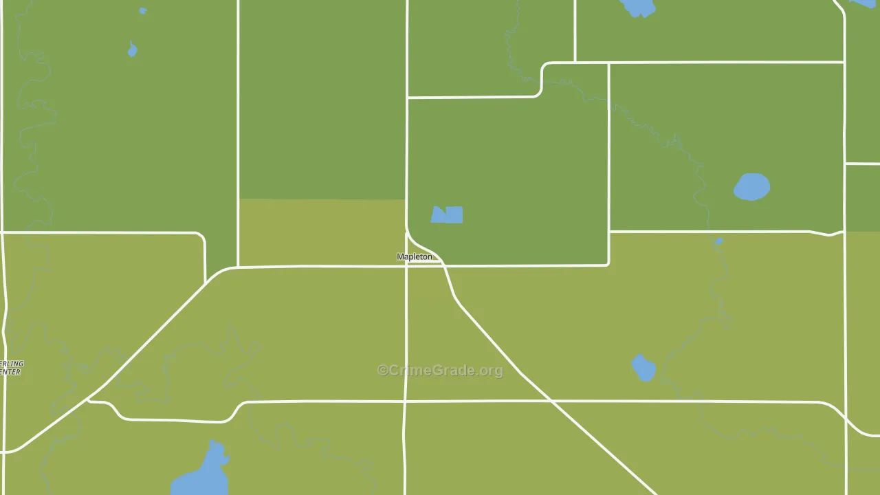 Mapleton, MN Map of Vehicle Theft Rates