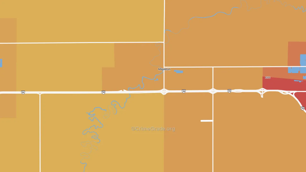 Mapleton, ND Map of Vehicle Theft Rates