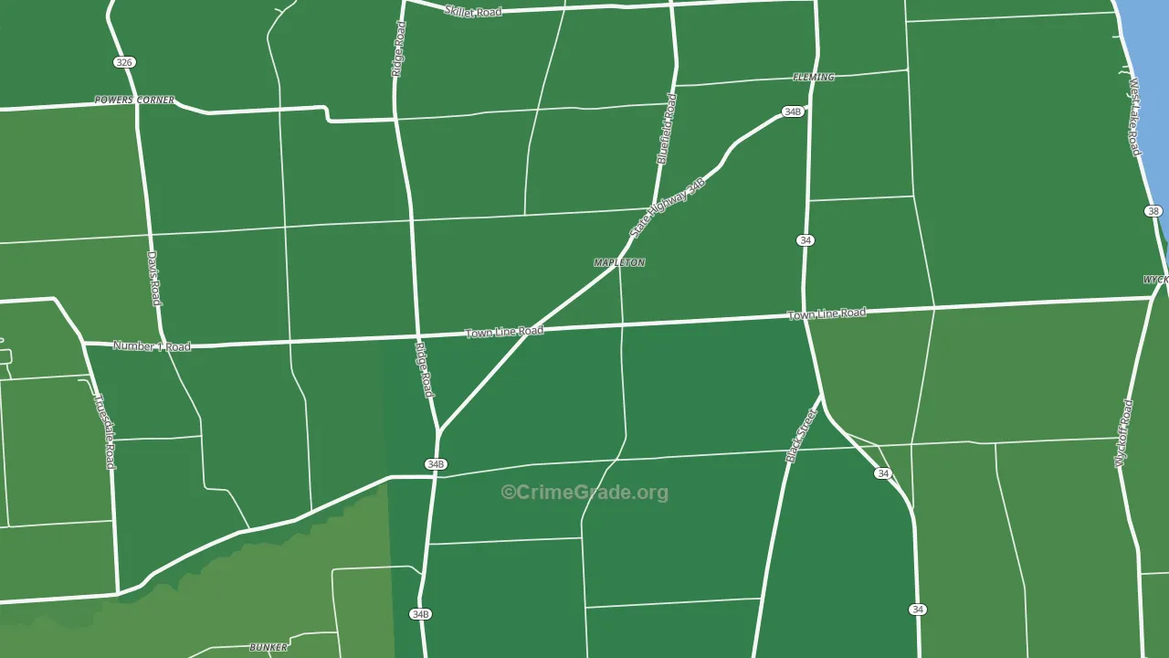 Mapleton, NY Map of Vehicle Theft Rates