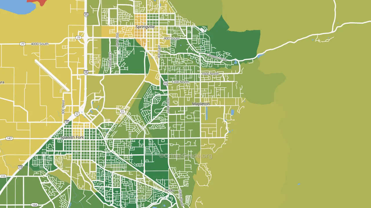 Mapleton, UT Map of Vehicle Theft Rates