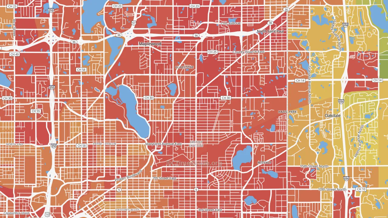 Maplewood, MN Map of Vehicle Theft Rates