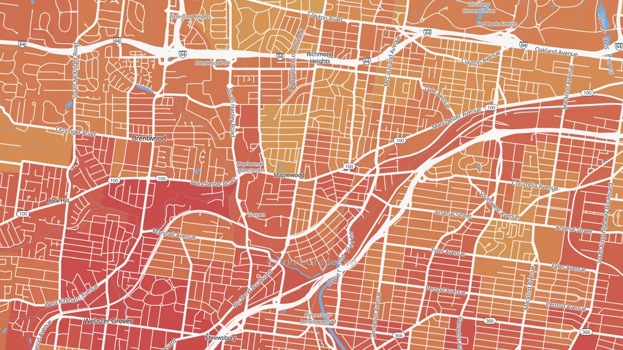 Maplewood, MO Map of Vehicle Theft Rates