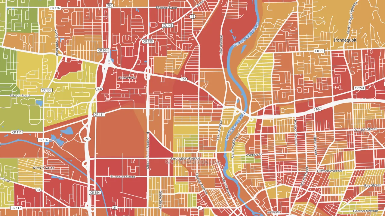 Maplewood, Rochester, NY Map of Vehicle Theft Rates