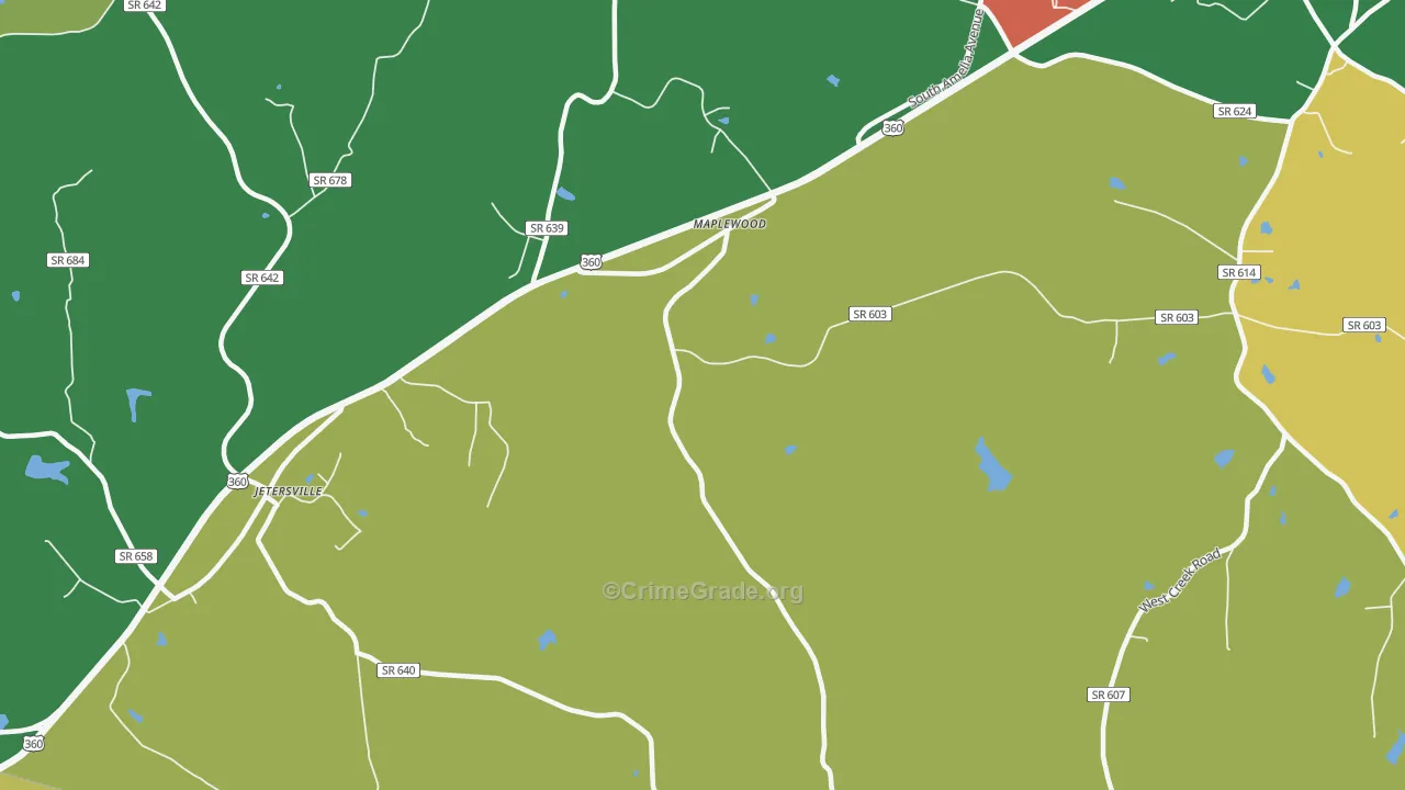 Maplewood, VA Map of Vehicle Theft Rates