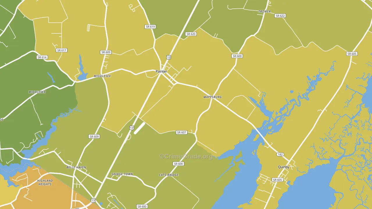 Mappsburg, VA Map of Vehicle Theft Rates