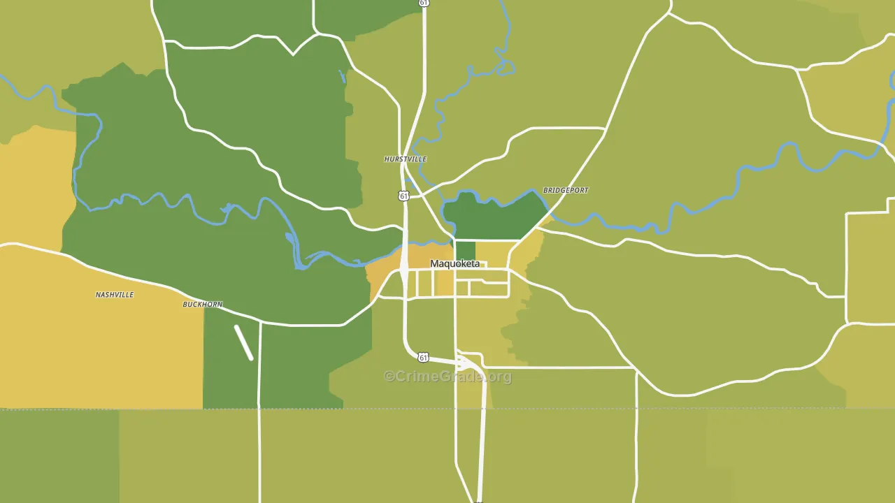 Maquoketa, IA Map of Vehicle Theft Rates