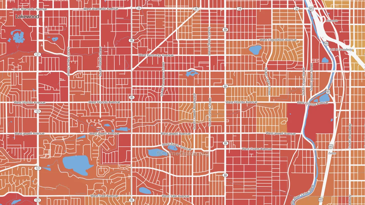 Mar Lee, Denver, CO Map of Vehicle Theft Rates