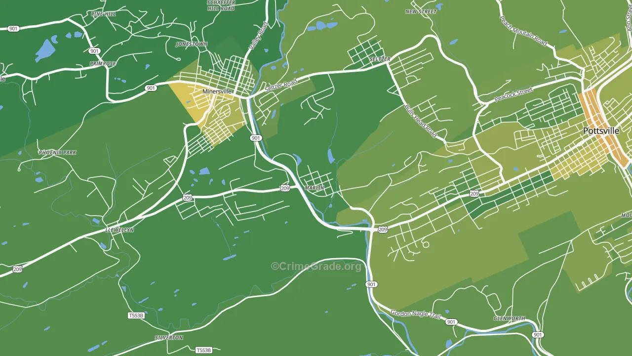 Mar Lin, PA Map of Vehicle Theft Rates