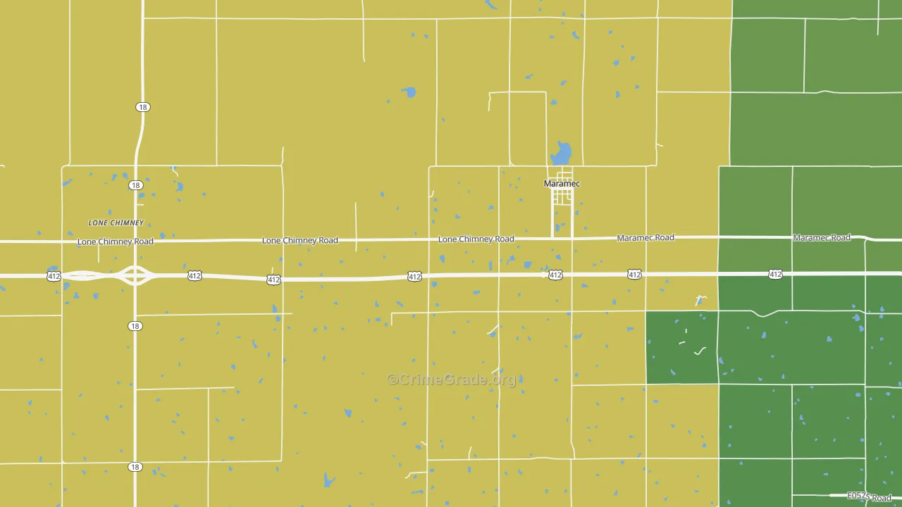 Maramec, OK Map of Vehicle Theft Rates