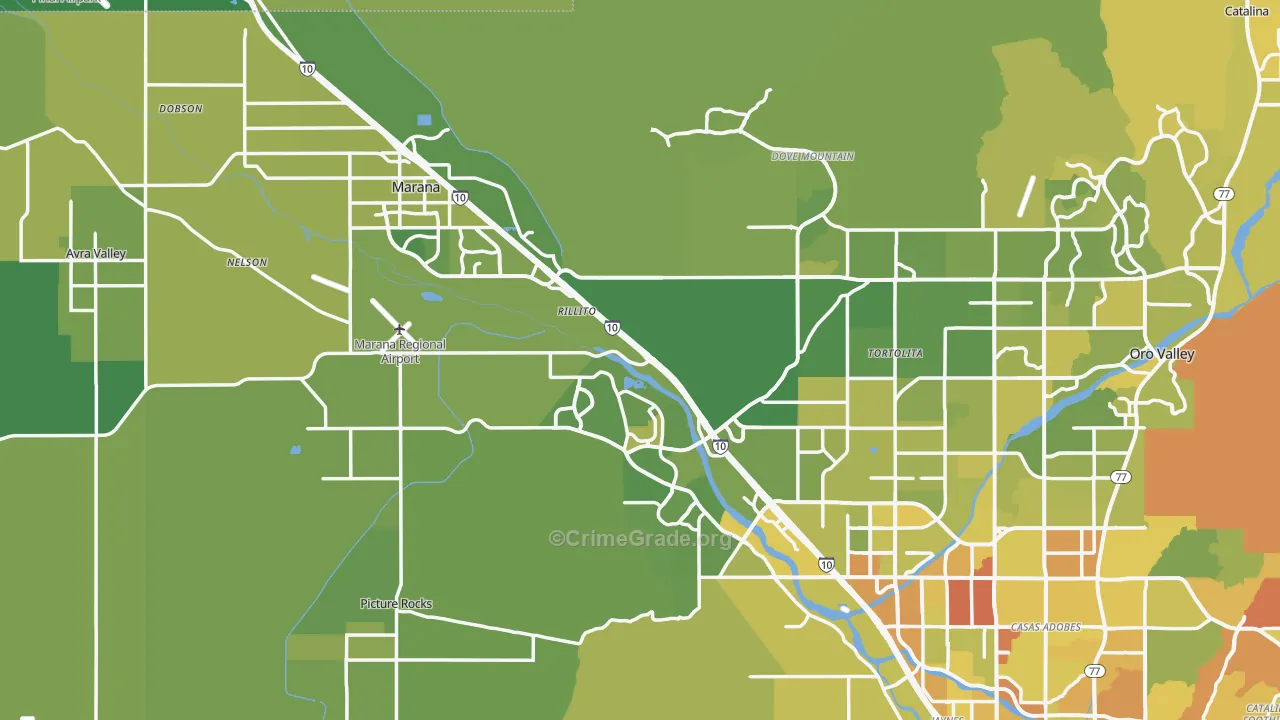 Marana, AZ Map of Vehicle Theft Rates