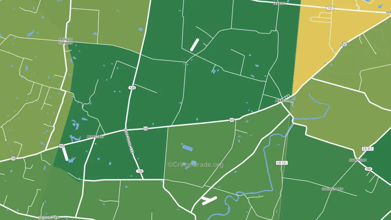 Marathon, OH Map of Vehicle Theft Rates