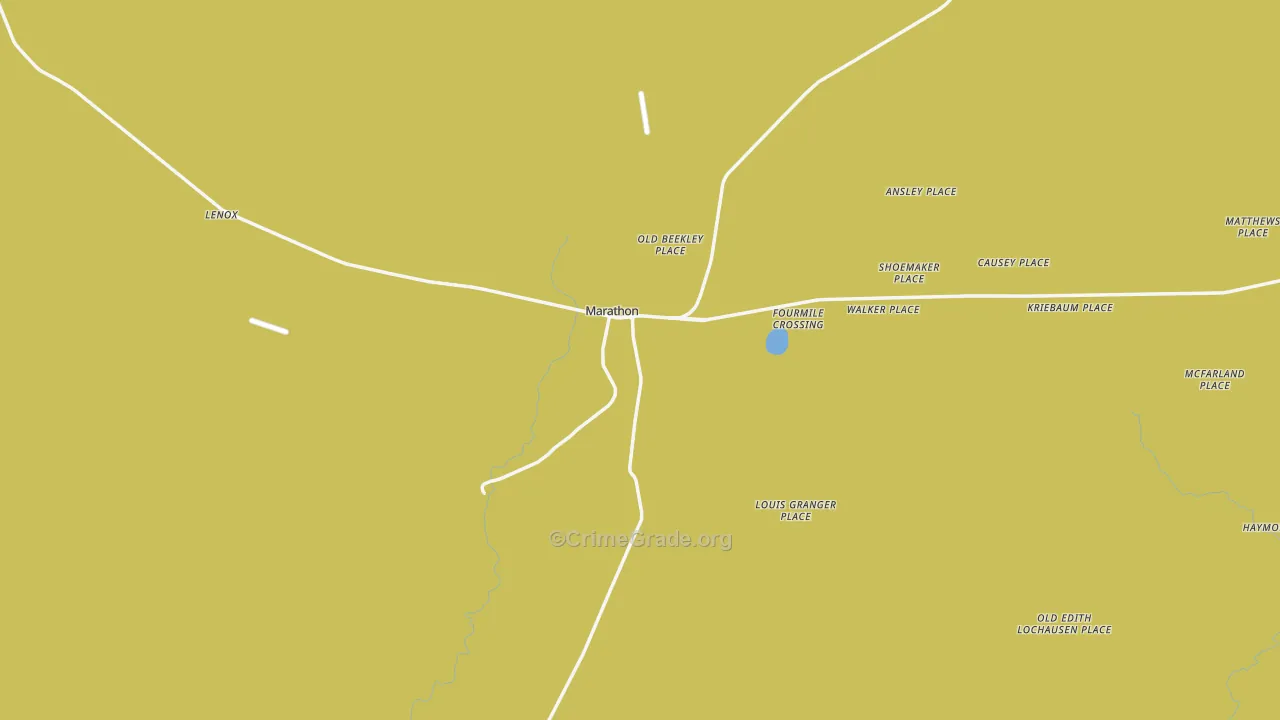 Marathon, TX Map of Vehicle Theft Rates