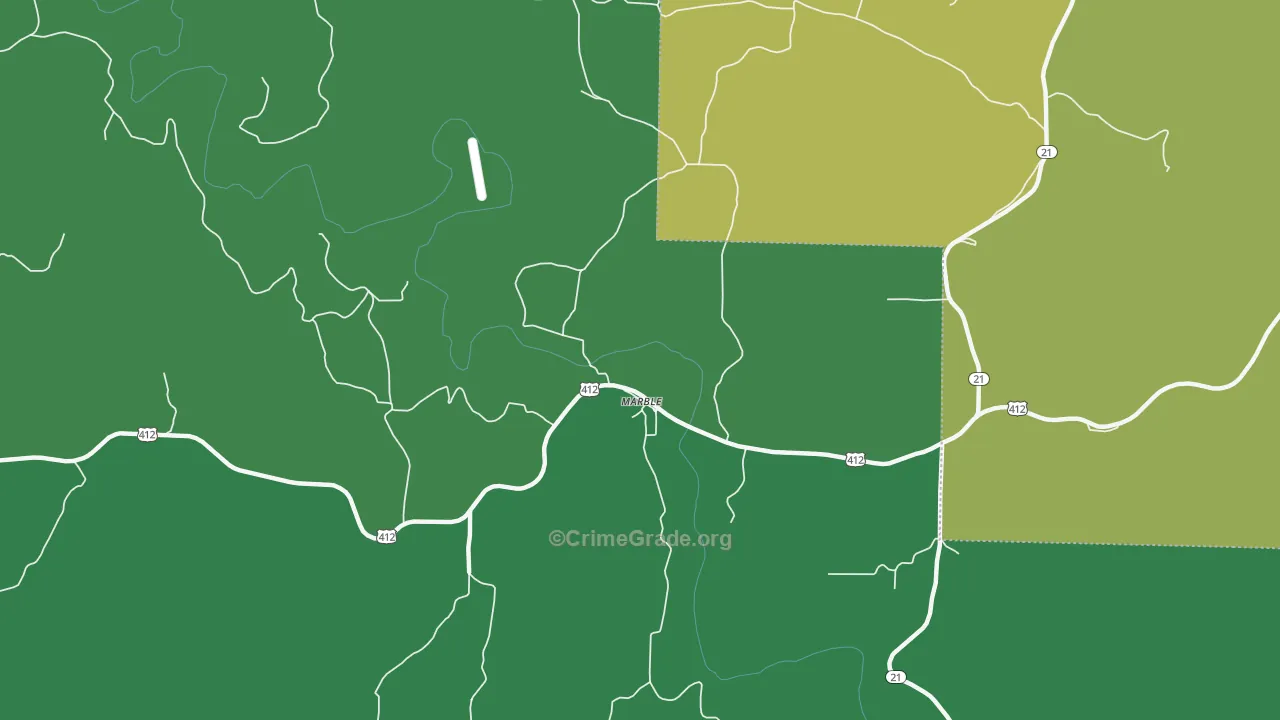 Marble, AR Map of Vehicle Theft Rates