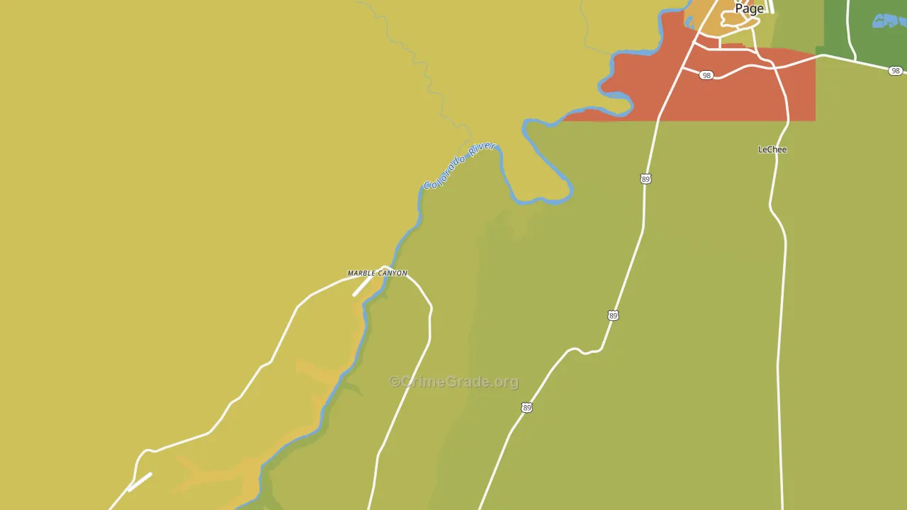 Marble Canyon, AZ Map of Vehicle Theft Rates