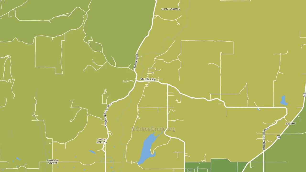 Marble City, OK Map of Vehicle Theft Rates