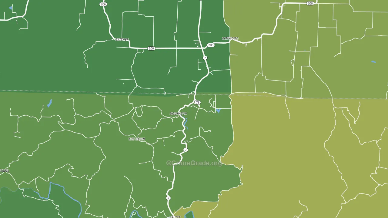 Marble Falls, AR Map of Vehicle Theft Rates