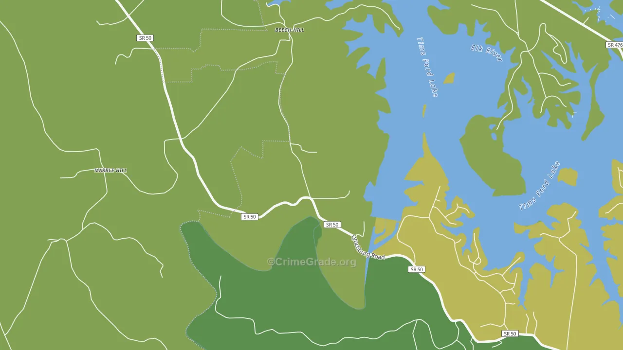 Marble Hill, TN Map of Vehicle Theft Rates