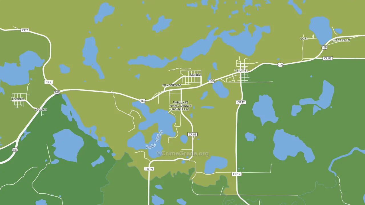 Marble, MN Map of Vehicle Theft Rates
