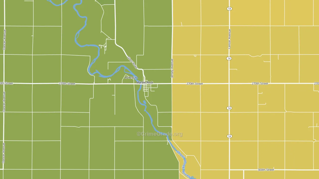 Marble Rock, IA Map of Vehicle Theft Rates