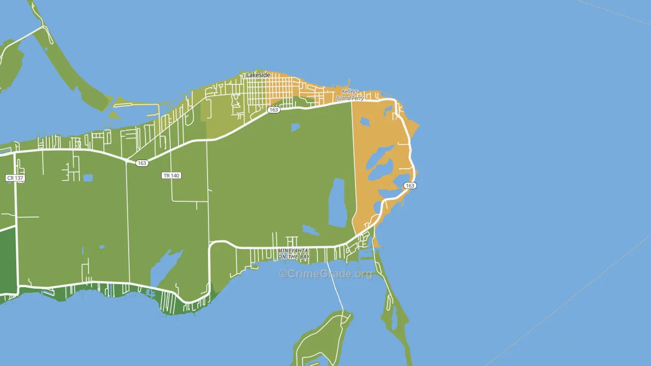Marblehead, OH Map of Vehicle Theft Rates