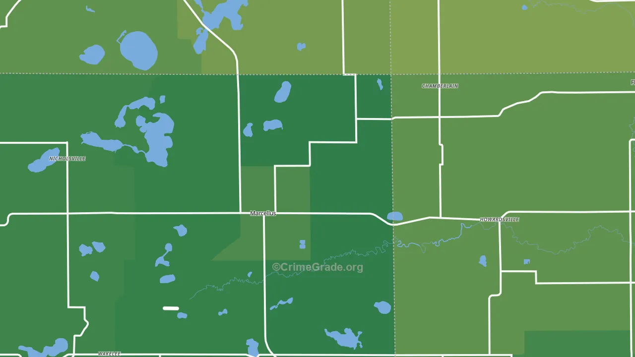 Marcellus, MI Map of Vehicle Theft Rates