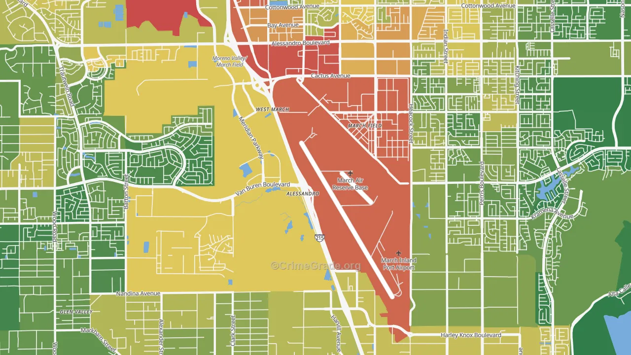 March ARB, CA Map of Vehicle Theft Rates