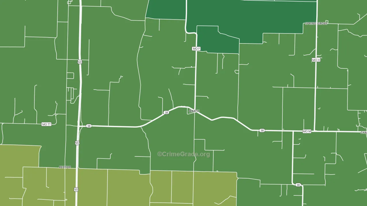 March, MO Map of Vehicle Theft Rates