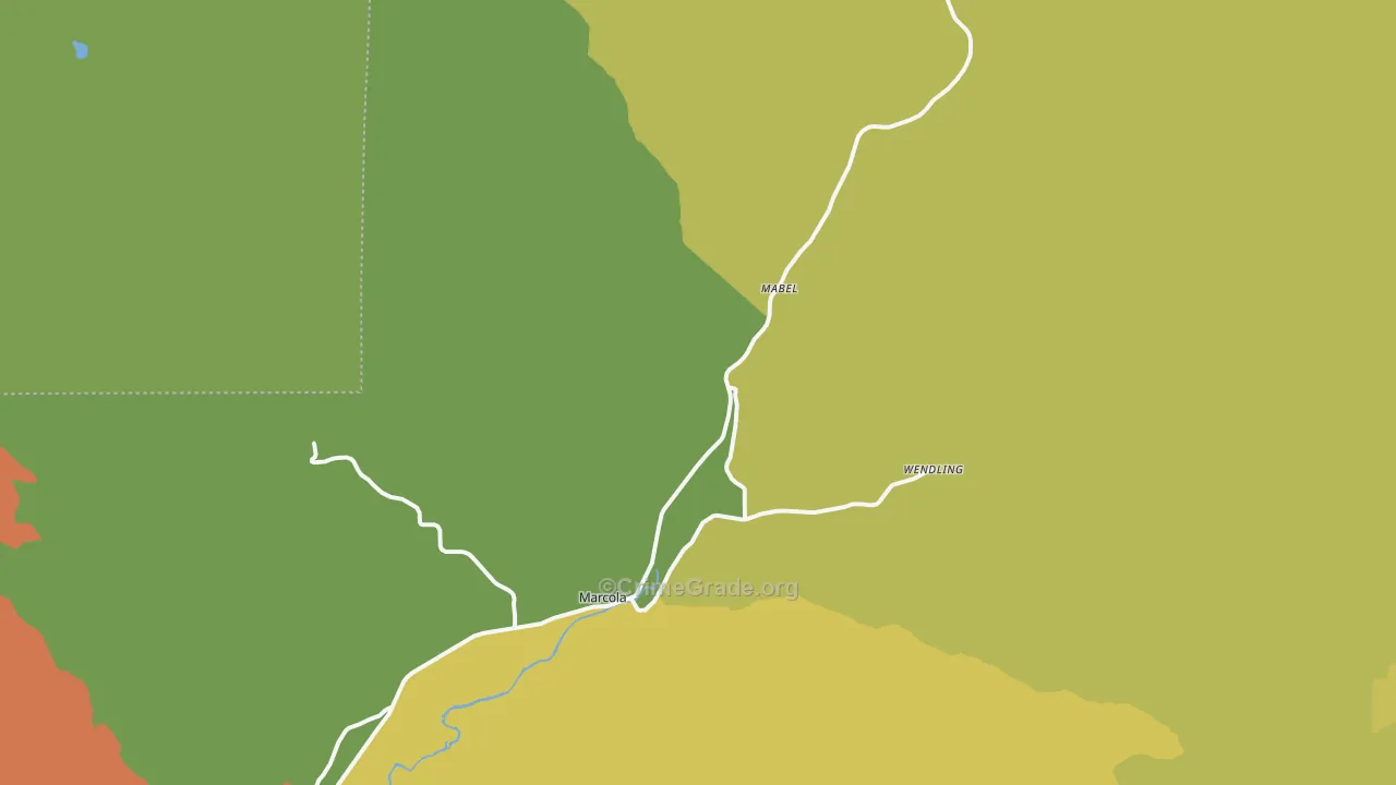 Marcola, OR Map of Vehicle Theft Rates