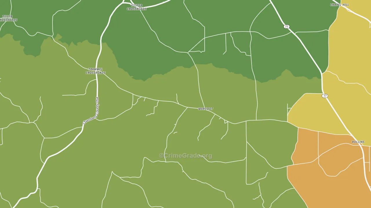 Marcoot, AL Map of Vehicle Theft Rates