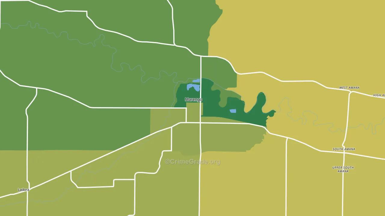 Marengo, IA Map of Vehicle Theft Rates