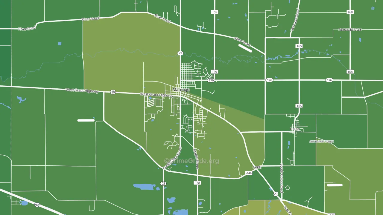 Marengo, IL Map of Vehicle Theft Rates
