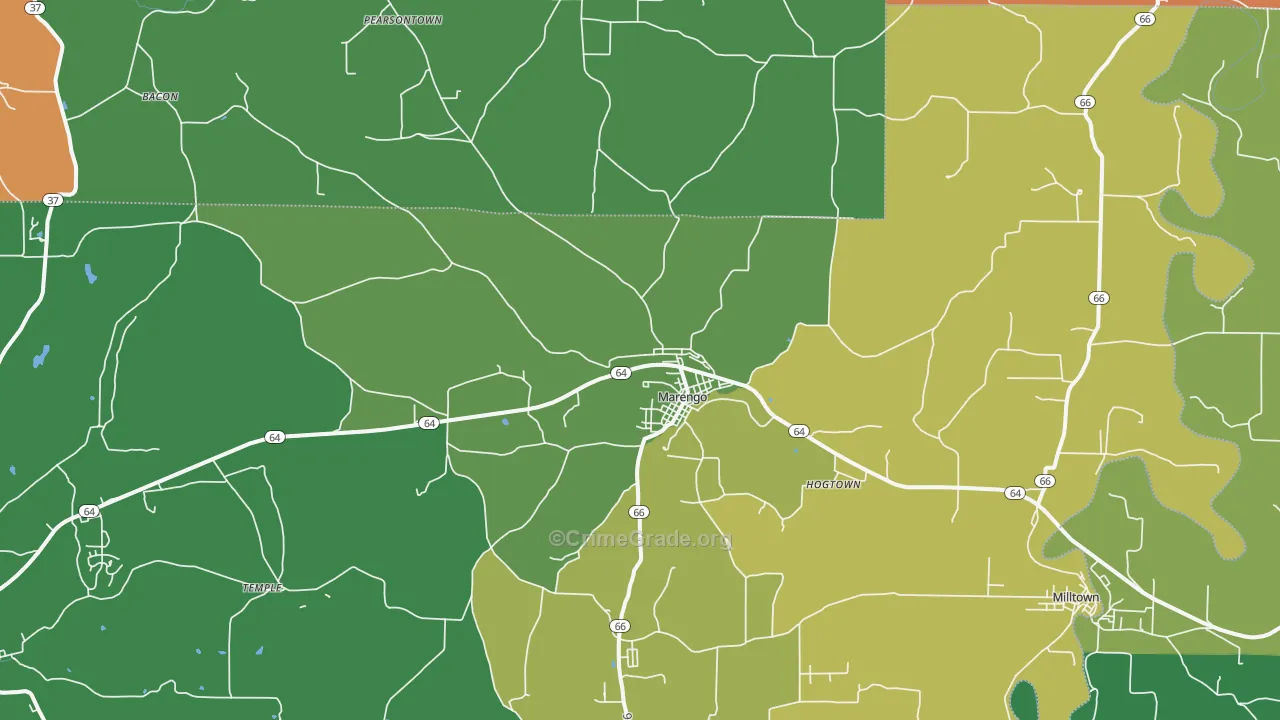 Marengo, IN Map of Vehicle Theft Rates
