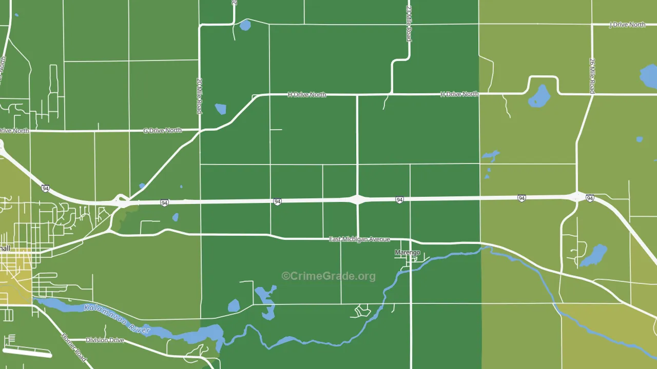 Marengo, MI Map of Vehicle Theft Rates