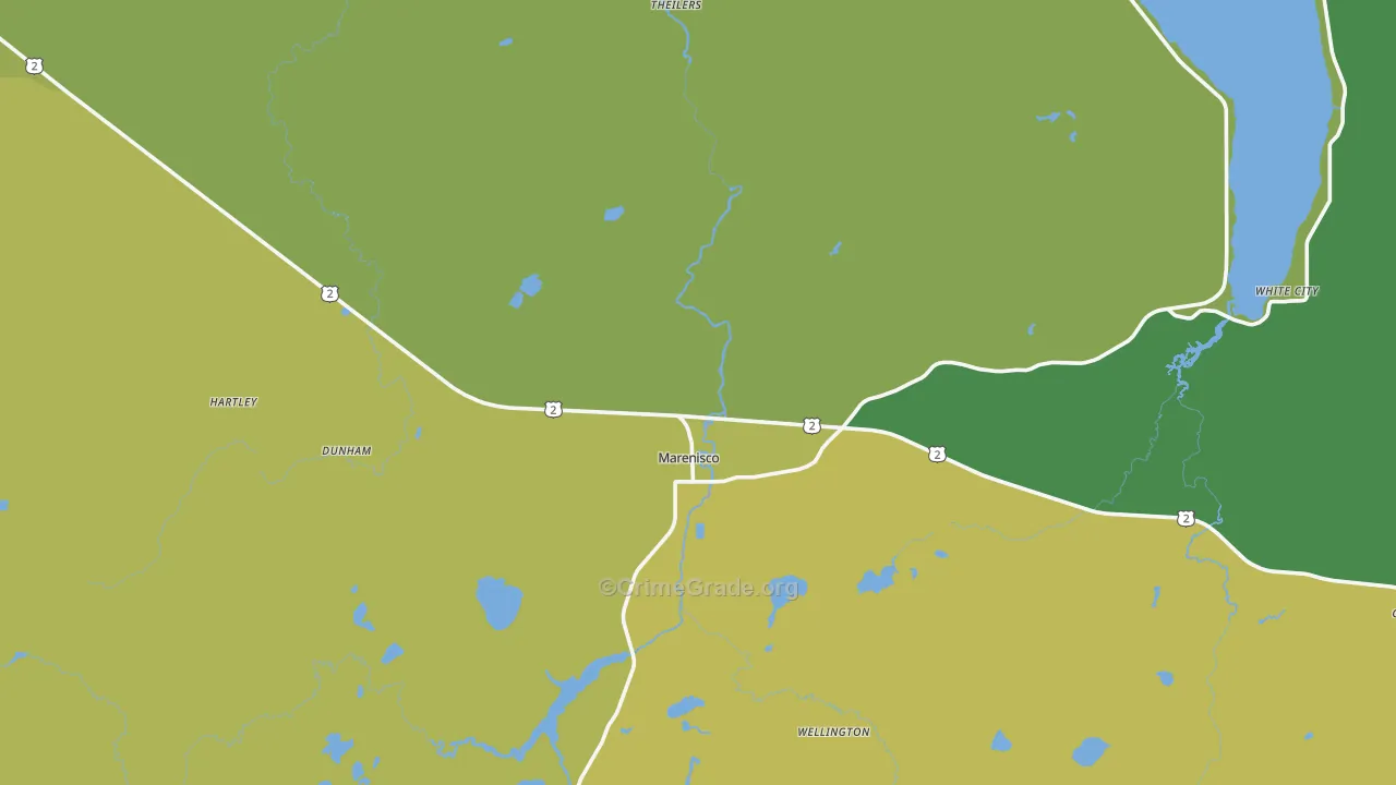 Marenisco, MI Map of Vehicle Theft Rates
