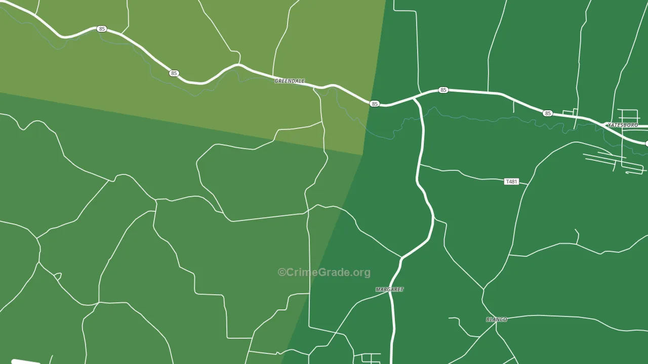 Margaret, PA Map of Vehicle Theft Rates