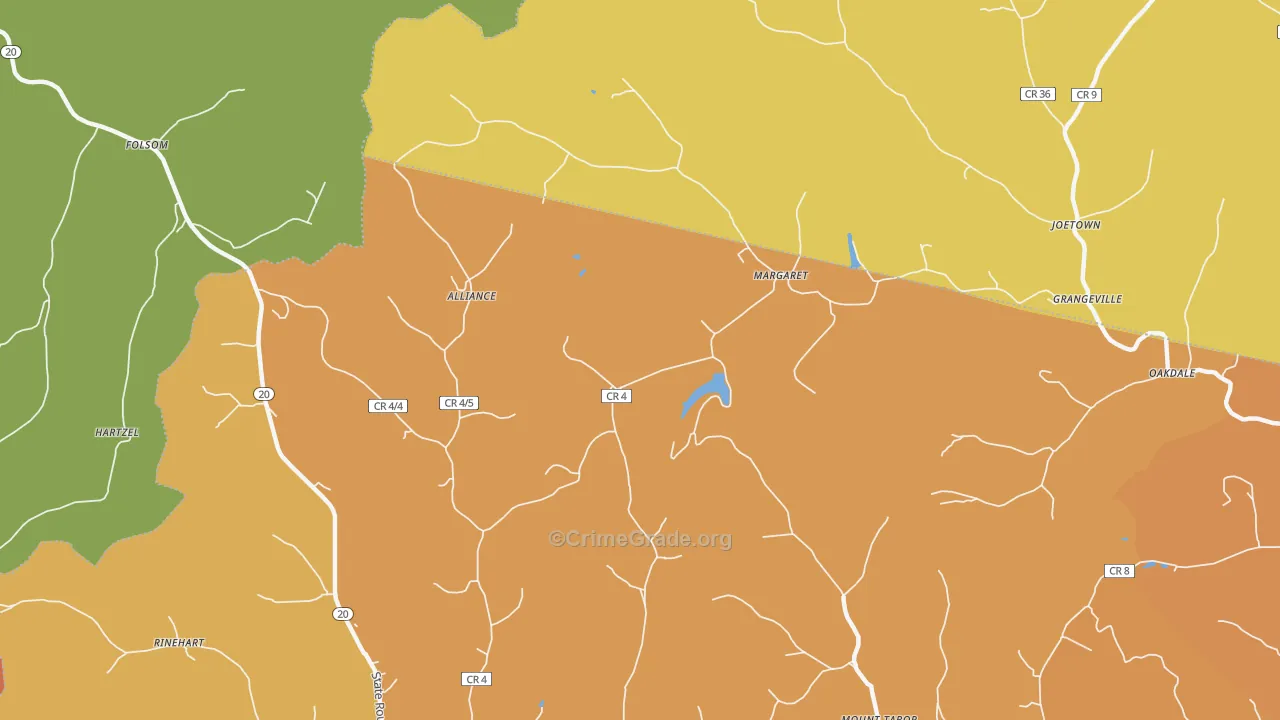 Margaret, WV Map of Vehicle Theft Rates