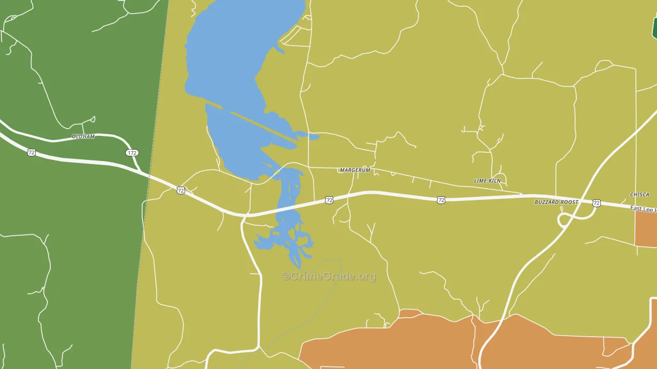 Margerum, AL Map of Vehicle Theft Rates
