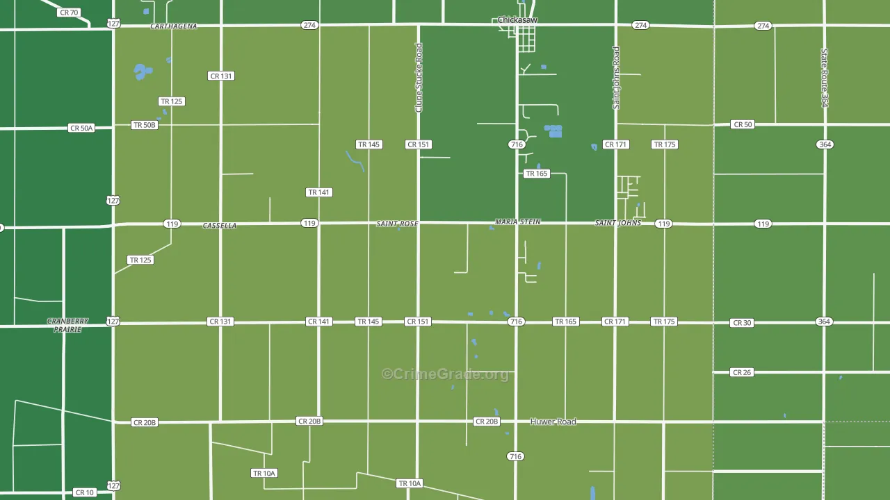 Maria Stein, OH Map of Vehicle Theft Rates